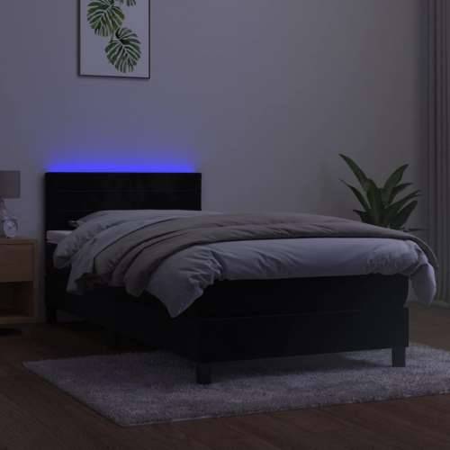 Krevet box spring s madracem LED crni 80 x 200 cm baršunasti - Crna 80 x 200 cm vodoravne pruge Cijena