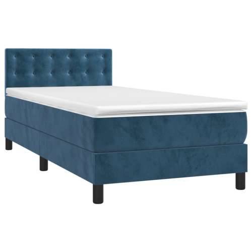 Krevet box spring s madracem LED tamnoplavi 80 x 200 cm baršun - Tamno plava 80 x 200 cm gumbi Cijena