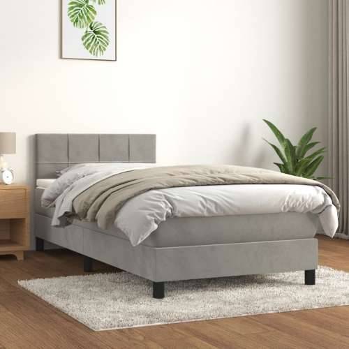 Box spring krevet s madracem svjetlosivi 80 x 200 cm baršunasti - Svjetlosiva 80 x 200 cm Blok s kvadratima Cijena