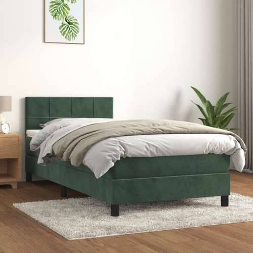 Box spring krevet s madracem tamnozeleni 80 x 200 cm baršunasti - Tamnozelena 80 x 200 cm Blok s kvadratima Cijena