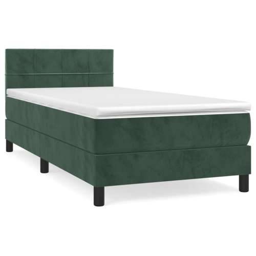 Box spring krevet s madracem tamnozeleni 80 x 200 cm baršunasti - Tamnozelena 80 x 200 cm Blok s kvadratima Cijena