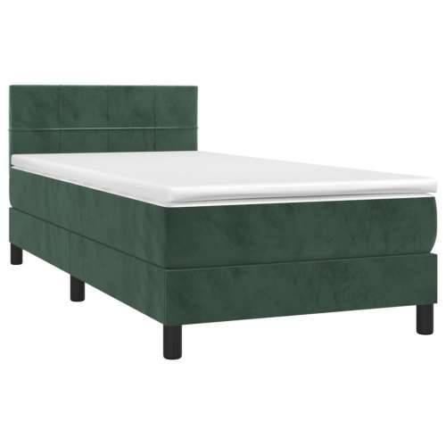Box spring krevet s madracem tamnozeleni 80 x 200 cm baršunasti - Tamnozelena 80 x 200 cm Blok s kvadratima Cijena