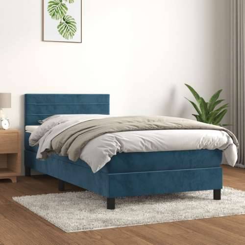 Box spring krevet s madracem tamnoplavi 80 x 200 cm baršunasti - Tamno plava 80 x 200 cm vodoravne pruge Cijena