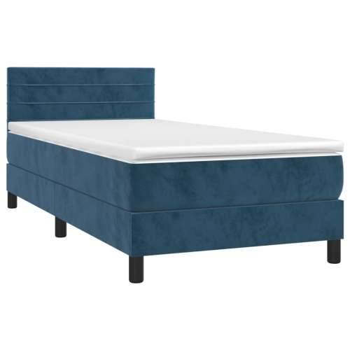 Box spring krevet s madracem tamnoplavi 80 x 200 cm baršunasti - Tamno plava 80 x 200 cm vodoravne pruge Cijena