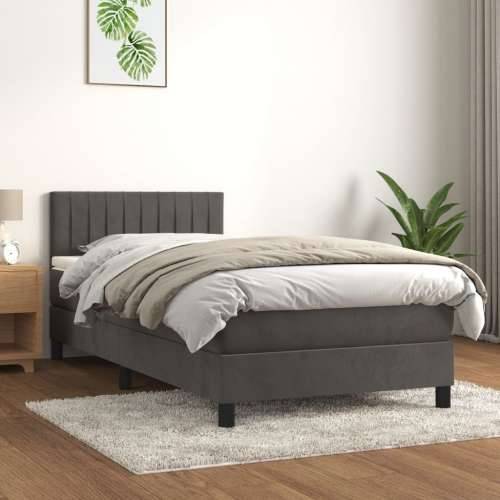 Box spring krevet s madracem tamnosivi 80 x 200 cm baršunasti - Tamno siva 80 x 200 cm Okomite pruge Cijena