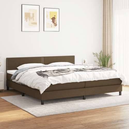 Krevet s oprugama i madracem tamnosmeđi 200x200 cm od tkanine