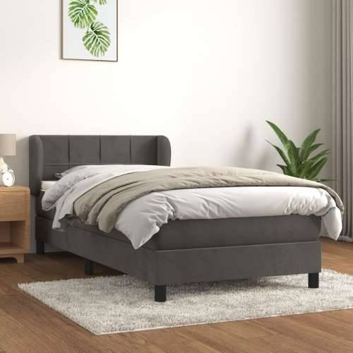 Box spring krevet s madracem tamnosivi 80 x 200 cm baršunasti - Tamno siva 80 x 200 cm Blok s kvadratima Cijena