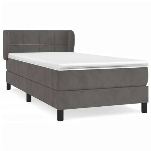 Box spring krevet s madracem tamnosivi 80 x 200 cm baršunasti - Tamno siva 80 x 200 cm Blok s kvadratima Cijena