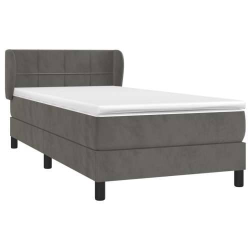 Box spring krevet s madracem tamnosivi 80 x 200 cm baršunasti - Tamno siva 80 x 200 cm Blok s kvadratima Cijena