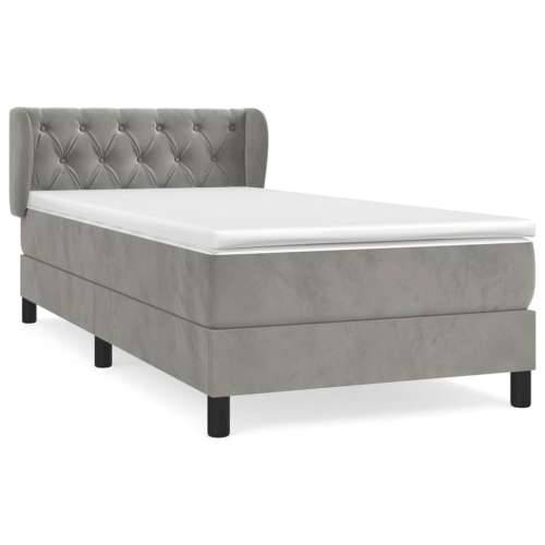 Box spring krevet s madracem svjetlosivi 80 x 200 cm baršunasti - Svjetlosiva 80 x 200 cm Dizajn s gumbima Cijena