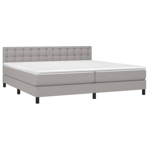 Krevet s oprugama i madracem svjetlosivi 200 x 200cm od tkanine - Svjetlosiva 200 x 200 cm gumbi Cijena