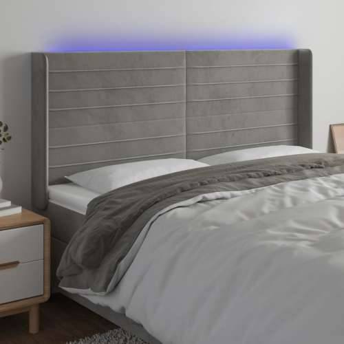 LED uzglavlje svjetlosivo 183 x 16 x 118/128 cm baršunasto - Svjetlosiva 183 x 16 x 118/128 cm 1 Cijena