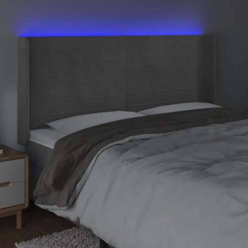 LED uzglavlje svjetlosivo 183 x 16 x 118/128 cm baršunasto - Svjetlosiva 183 x 16 x 118/128 cm 1 Cijena