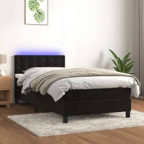 Krevet box spring s madracem LED crni 80 x 200 cm baršunasti - Crna 80 x 200 cm gumbi Cijena