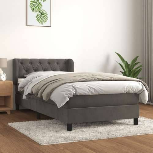 Box spring krevet s madracem tamnosivi 80 x 200 cm baršunasti - Tamno siva 80 x 200 cm Dizajn s gumbima Cijena