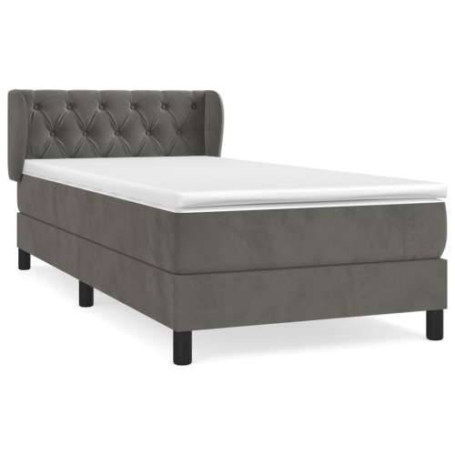 Box spring krevet s madracem tamnosivi 80 x 200 cm baršunasti - Tamno siva 80 x 200 cm Dizajn s gumbima Cijena