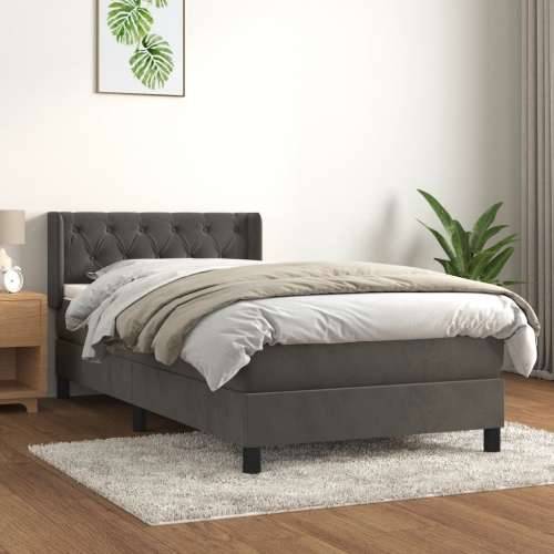 Box spring krevet s madracem tamnosivi 80 x 200 cm baršunasti - Tamno siva 80 x 200 cm Dizajn s gumbima Cijena
