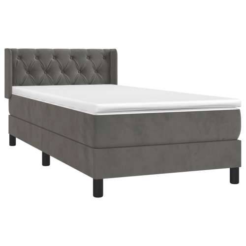 Box spring krevet s madracem tamnosivi 80 x 200 cm baršunasti - Tamno siva 80 x 200 cm Dizajn s gumbima Cijena