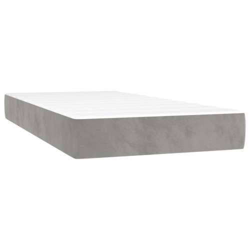 Box spring krevet s madracem svjetlosivi 90x190 cm baršunasti - Svjetlosiva 90 x 190 cm vodoravne pruge Cijena