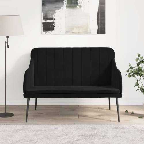 Klupa crna 110 x 76 x 80 cm baršunasta - Crna Cijena