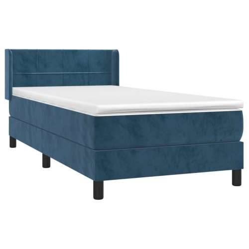 Box spring krevet s madracem tamnoplavi 90x190 cm baršunasti Tamno plava 90 x 190 cm Blok s kvadratima Cijena
