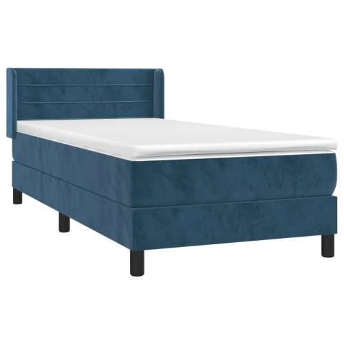 Box spring krevet s madracem tamnoplavi 90x190 cm baršunasti - Tamno plava 90 x 190 cm vodoravne pruge Cijena