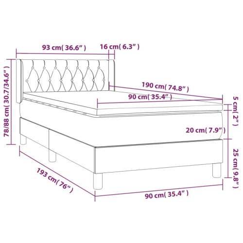 Box spring krevet s madracem tamnoplavi 90x190 cm baršunasti Tamno plava 90 x 190 cm Dizajn s gumbima Cijena