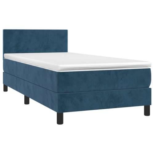 Krevet box spring s madracem LED tamnoplavi 90x190 cm baršun - Tamno plava 90 x 190 cm Gladak dizajn Cijena