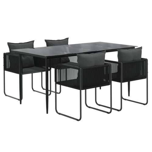 Vrtna garnitura - 5-dijelni vrtni blagovaonski set crni  - Dužina stola 160 cm 4 Cijena