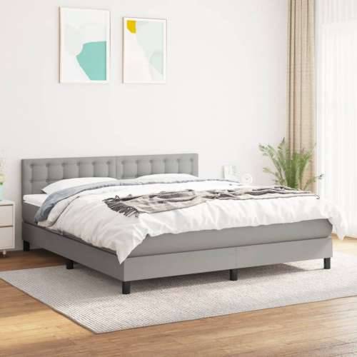 Krevet s oprugama i madracem svjetlosivi 180x200 cm od tkanine - Svjetlosiva 180 x 200 cm gumbi Cijena