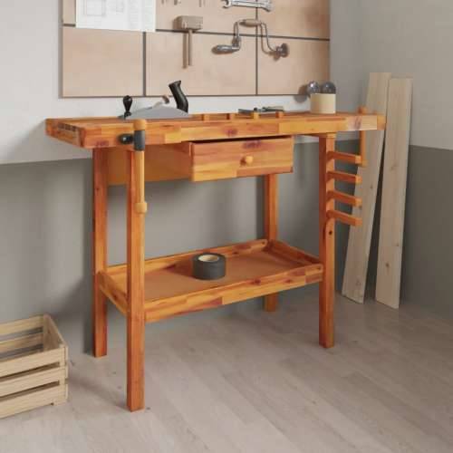 Radni stol s ladicom i škripcima 124x52x83 cm od drva bagrema Cijena