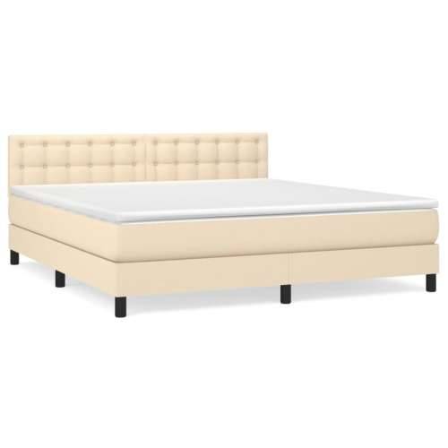 Krevet s oprugama i madracem krem 180x200 cm od tkanine - Krema 180 x 200 cm gumbi Cijena