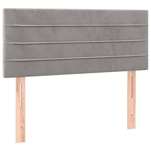 Krevet box spring s madracem LED svjetlosivi 90x190 cm baršun - Svjetlosiva 90 x 190 cm vodoravne pruge Cijena
