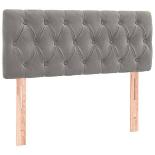 Krevet box spring s madracem LED svjetlosivi 90x190 cm baršun - Svjetlosiva 90 x 190 cm Dizajn s gumbima Cijena