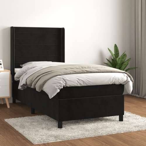 Box spring krevet s madracem crni 90x200 cm baršunasti - Crna 90 x 200 cm vodoravne pruge Cijena