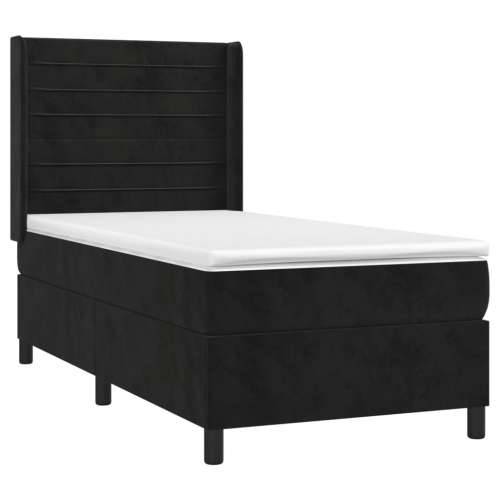 Box spring krevet s madracem crni 90x200 cm baršunasti - Crna 90 x 200 cm vodoravne pruge Cijena