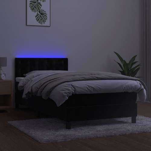 Krevet box spring s madracem LED crni 90x190 cm baršun - Crna 90 x 190 cm gumbi Cijena