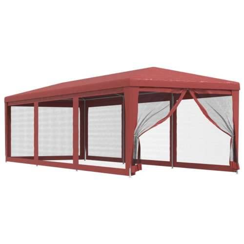 Šator za zabave s 8 mrežastih bočnih zidova crveni 3 x 9 m HDPE Cijena