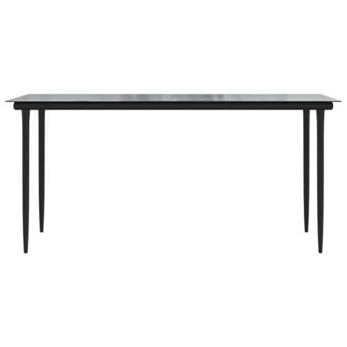 Vrtni blagovaonski stol crni 160x80x74 cm od čelika i stakla Cijena