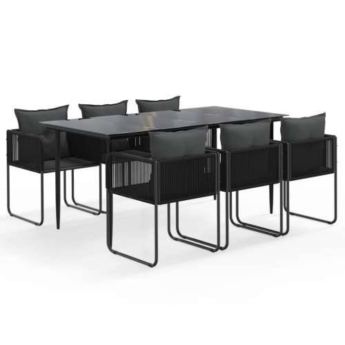 Vrtna garnitura - 7-dijelni vrtni blagovaonski set crni  - Dužina stola 160 cm 6 Cijena