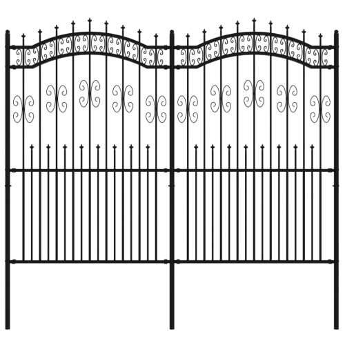 Vrtna ograda sa šiljcima crna 222 cm od čelika obloženog prahom Cijena