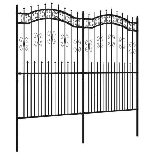Vrtna ograda sa šiljcima crna 222 cm od čelika obloženog prahom Cijena