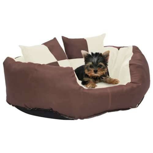 Dvostrani perivi jastuk za pse smeđi i krem 65 x 50 x 20 cm
