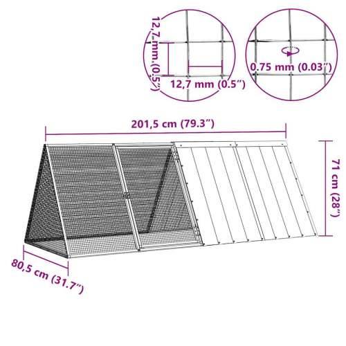 Kavez za zečeve antracit 201,5 x 80,5 x 71 cm pocinčani čelik - Antracit 201.5 x 80.5 x 71 cm Cijena