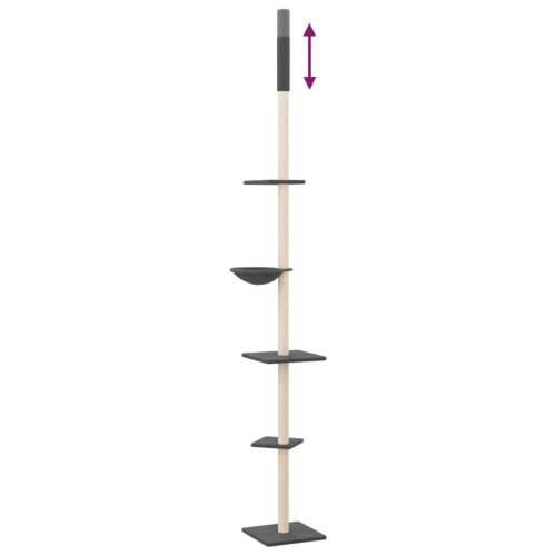 Penjalica za mačke - Kuća za mačke - Grebalica od poda do stropa tamnosiva 263,5 - 289,5 cm - Tamno siva Cijena