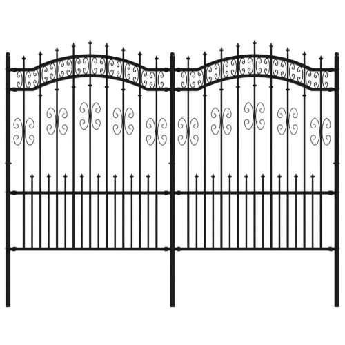 Vrtna ograda sa šiljcima crna 190 cm od čelika obloženog prahom Cijena