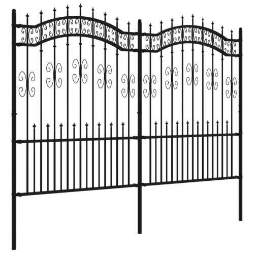 Vrtna ograda sa šiljcima crna 190 cm od čelika obloženog prahom Cijena