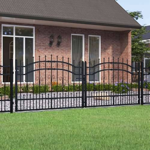 Vrata za ogradu sa šiljcima crna 305x151 cm čelična