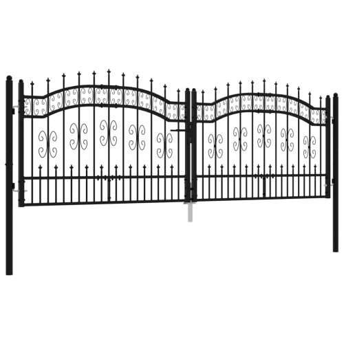 Vrata za ogradu sa šiljcima crna 305x151 cm čelična - 305 x 151 cm Cijena