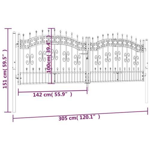 Vrata za ogradu sa šiljcima crna 305x151 cm čelična Cijena